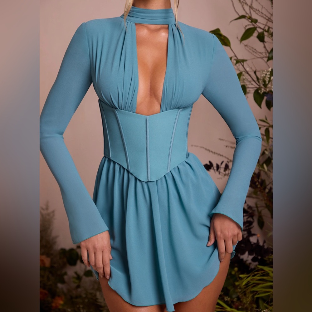 Oh Polly long sleeve plunge dress